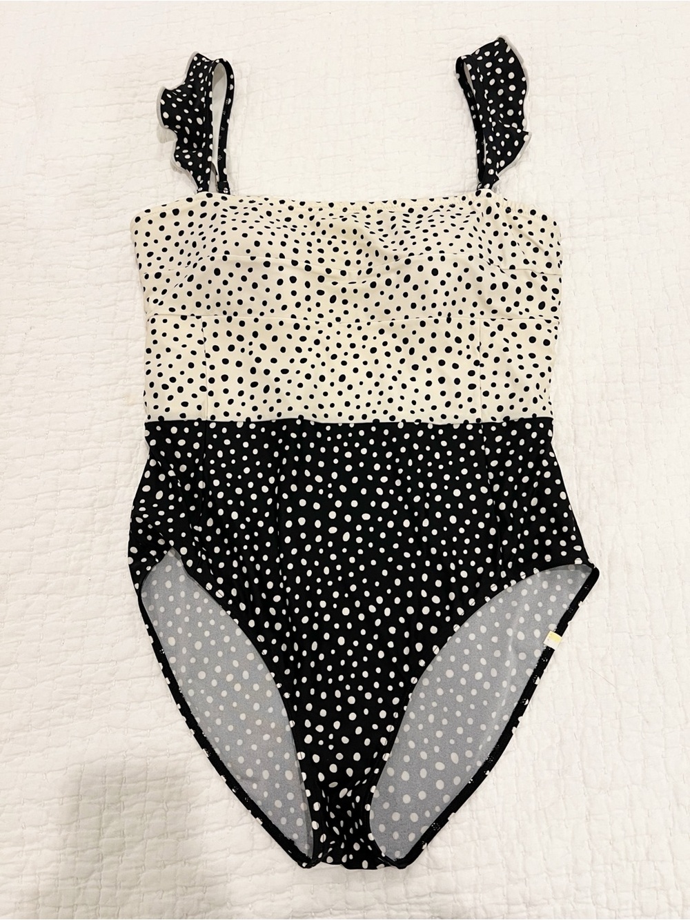 Summersalt One Piece Swimsuit Size 12 Ruffle Oasis On The Dot Polka Black Cream - Picture 3 of 16